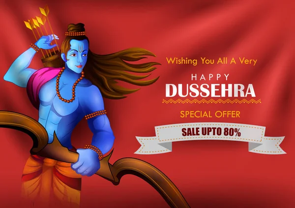 Lord Rama Happy Dussehra Navratri Feier Indien Holiday Background Vektorillustration lizenzfreie Stockillustrationen
