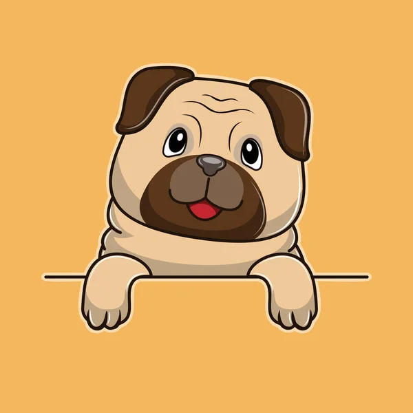 Lindo divertido de dibujos animados bebé Pug Dog. Emociones animales graciosas. — Vector de stock