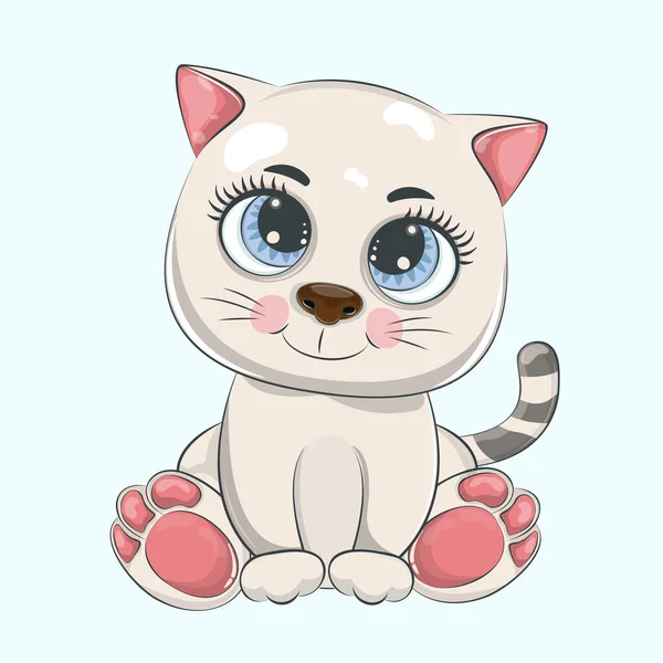 Handgetekende vector illustratie van een schattige grappige baby kat. — Stockvector