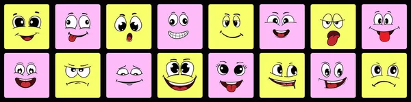 Big set cute fun emoji smiley collection. — Stockvector