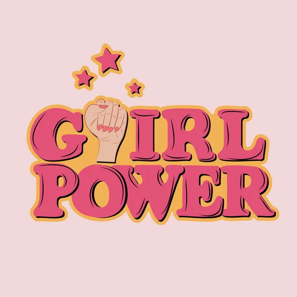 Slogan Girl Puissance Avec Main Féminine Illustration Vectorielle Desin Moderne — Image vectorielle