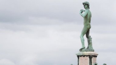 Floransa, Toskana 'daki Piazzale Michelangelo' daki Davut heykeli. İtalya.
