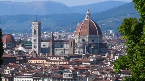 Katedralen Santa Maria Del Fiore Florens Sett Utifrån Michelangelo Torget — Stockvideo