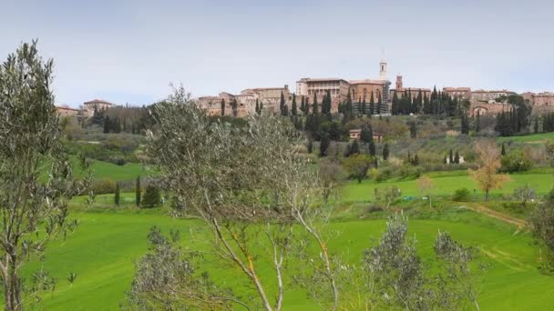 Cidade Medieval Pienza Durante Primavera Toscana Itália — Vídeo de Stock