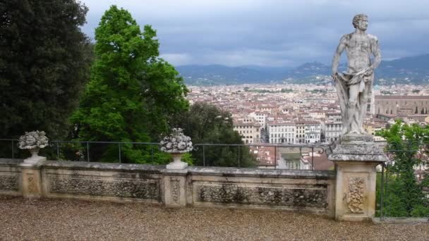 Флоренція Квітень 2021 Cityscape Florence Statues Bardini Gardens Florence Basilica — стокове відео