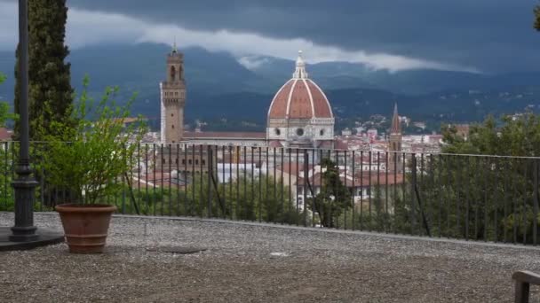 Santa Maria Del Fiore Katedrali Floransa Belediye Sarayı Michelangelo Meydanı — Stok video