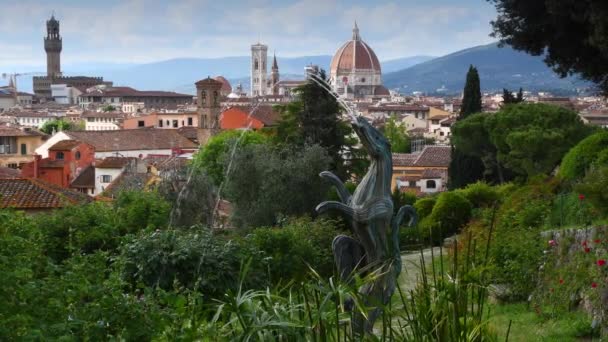 Catedral Santa Maria Del Fiore Vista Famoso Jardim Rosas Florença — Vídeo de Stock