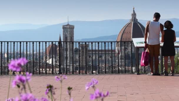 Florencie Červenec 2021 Turisté Obdivují Michelangelova Náměstí Město Florencie Slavnou — Stock video