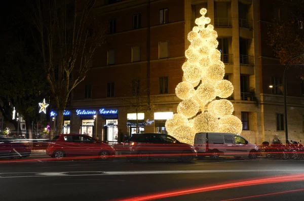 Florenz Dezember 2020 Erleuchteter Weihnachtsbaum Zentrum Von Florenz Mit Lichterketten — Stockfoto