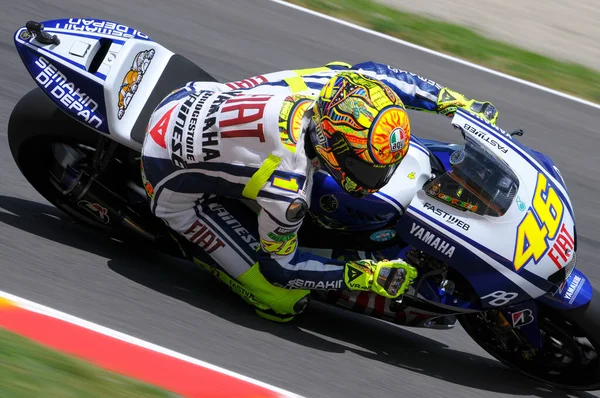 意大利穆盖洛 2010年6月5日 意大利雅马哈骑手瓦伦蒂诺 罗西在2010年意大利大奖赛上的练习赛 — 图库照片