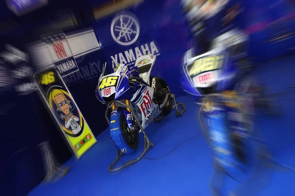 Mugello Itália Maio 2008 Yamaha Piloto Valentino Rossi Caixa Durante — Fotografia de Stock