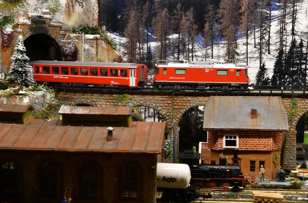 Firenze Italia Novembre 2021 Ferrovia Con Swiss Bernina Express Treno — Foto Stock