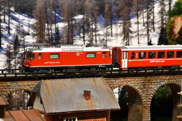 Firenze Italia Novembre 2021 Ferrovia Con Swiss Bernina Express Treno — Foto Stock