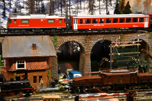 Florenz Italien November 2021 Eisenbahnmodell Mit Schweizer Bernina Express Auf — Stockfoto