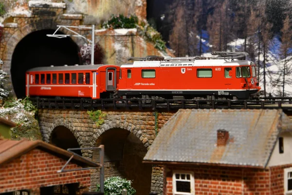 Firenze Italia Novembre 2021 Ferrovia Con Swiss Bernina Express Treno — Foto Stock