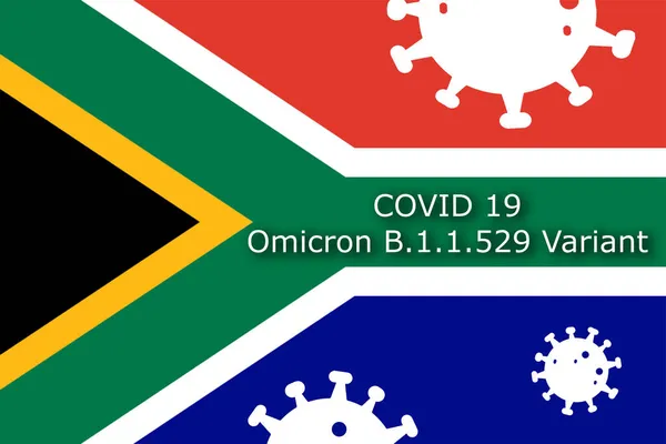 Nueva Variante Covid 529 Omicron Coronavirus Símbolo Escrito Con Bandera — Foto de Stock