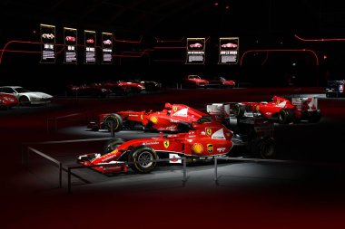 Scarperia, Mugello - 19 Kasım 2021: Ferrari Formula 1 İtalya 'daki Mugello Pisti Finali Mondiali Ferrari 2021 sırasında sergilenmektedir.