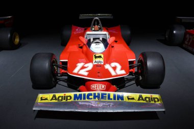Scarperia, Mugello - 19 Kasım 2021: Ferrari Formula 1 model T5 1980 İtalya 'daki Mugello Pisti Finali Mondiali Ferrari 2021 sırasında sergilenmektedir.