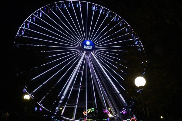 Florenz Dezember 2021 Weihnachtsferien Das Beleuchtete Riesenrad Weihnachtspark Der Nähe — Stockfoto