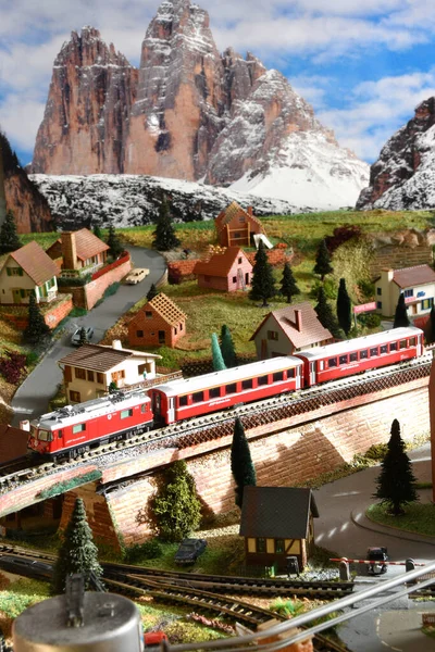 Florence Italy December 2021 Railway Model Swiss Bernina Express Train — Foto Stock