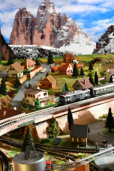 Firenze Italia Dicembre 2021 Modello Ferroviario Miniatura Con Treni Ambiente — Foto Stock