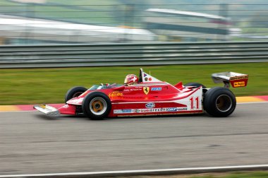 Scarperia, 21 Ekim 2005: Tarihsel Ferrari F1 312T4 ile bilinmeyen koşu 1979 Dünya Finalleri sırasında Jody Scheckter, Ferrari 2005, Mugello Pisti
