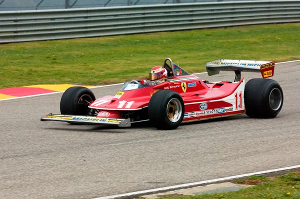 Scarperia, 21 Ekim 2005: Tarihsel Ferrari F1 312T4 ile bilinmeyen koşu 1979 Dünya Finalleri sırasında Jody Scheckter, Ferrari 2005, Mugello Pisti