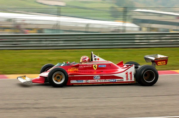 Scarperia, 21 Ekim 2005: Tarihsel Ferrari F1 312T4 ile bilinmeyen koşu 1979 Dünya Finalleri sırasında Jody Scheckter, Ferrari 2005, Mugello Pisti