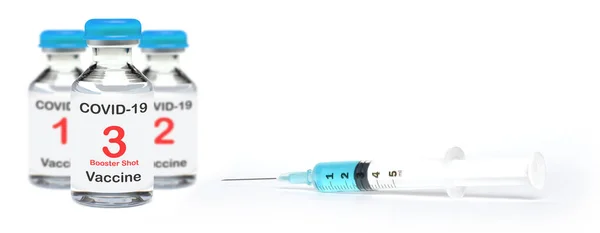 Syringe Covid Vaccine Booster Dose Fight Virus Covid Coronavirus Vaccination — стокове фото