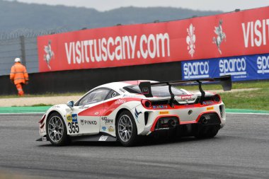 Mugello Circuit, Italy - October 8, 2021: Ferrari 488 Challenge Evo of Team EASY RACE drive by Francesca Linossi action during Qualifyng session of Italian Championship GT