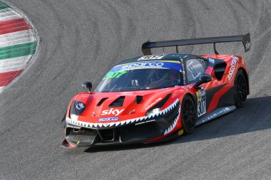 Mugello Circuit, Italy - October 8, 2021: Ferrari 488 Challenge Evo of Team KESSEL MOTORSPORT drive by Fons Scheltema during Race of Italian Championship GT
