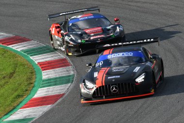 Mugello Circuit, Italy October 8, 2021: Mercedes AMG GT3 of Team AKM Motorsport driven by Seg - Baruch in action during Race of Italian Championship GT.