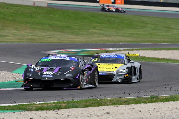 stock image Mugello Circuit, Italy - October 8, 2021: Ferrari 488 Challenge Evo of Team KESSEL MOTORSPORT drive by Omar Jackson - Omar Jackson action during Qualifyng session of Italian Championship GT