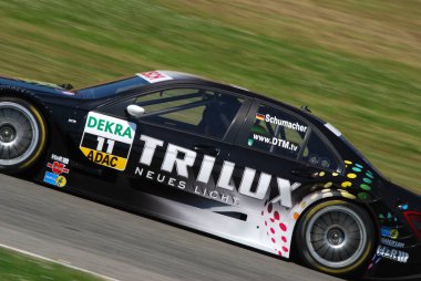 Mugello Pisti, İtalya 2 Mayıs 2008: Ralf Schumacher Mugello Pisti 'ndeki DTM yarışı sırasında Persson Motorsport Team' ten AMG Mercedes C-Klasse 2007 ile iş başında.