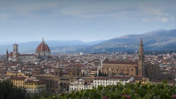 Город Флоренция Италии Собор Санта Мария Дель Фиоре Слева Базилика — стоковое видео