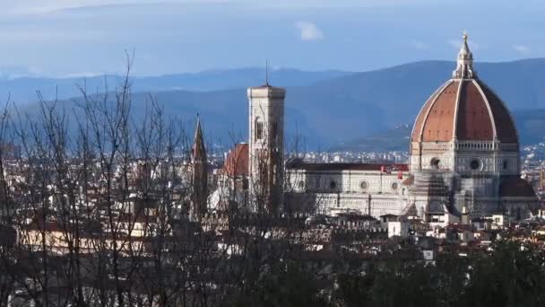 Вид Собор Санта Мария Дель Фьоре Флоренции Площади Мичеланджело Январе — стоковое видео