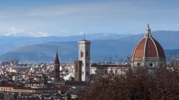 Piękny Widok Katedrę Santa Maria Del Fiore Florencji Placu Michała — Wideo stockowe