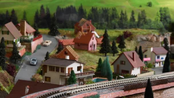 Florens Januari 2022 Modelltåg Miniatyr Modelljärnväg Miniatyr Modell Tåg Som — Stockvideo