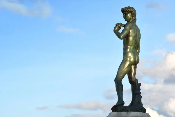 Florencia Plaza Michelangelo Escultura Bronce Del David Miguel Ángel Frente —  Fotos de Stock