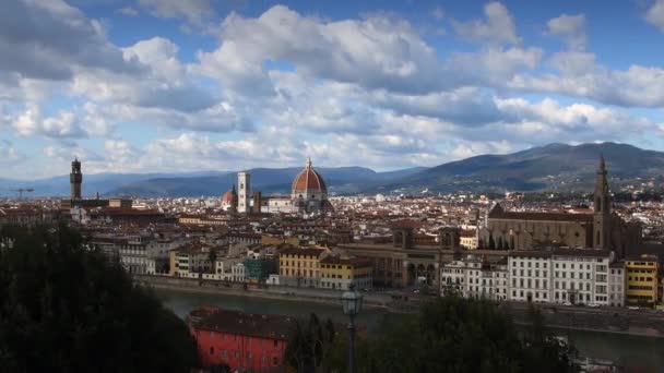Stadsbilden Florens Från Michelangelo Torget Med Katedralen Santa Maria Del — Stockvideo