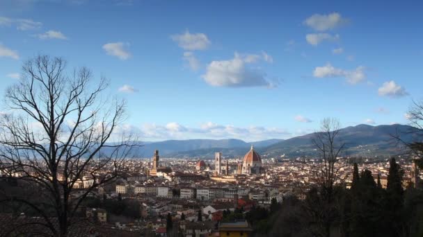Stadsgezicht Van Stad Florence Vanaf Het Michelangelo Plein Met Kathedraal — Stockvideo