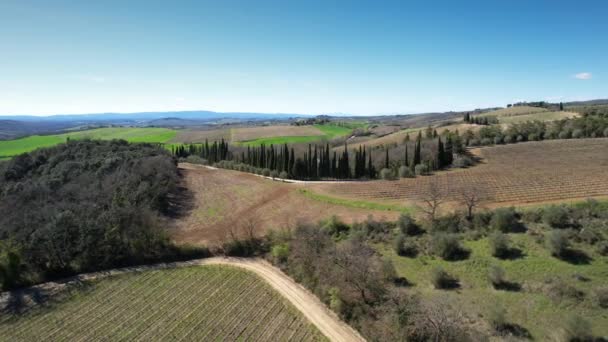 Circulair Uitzicht Het Toscaanse Landschap Het Voorjaarsseizoen Vlakbij Siena Met — Stockvideo