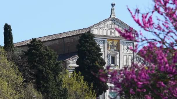 Eglise San Miniato Florence Sainte Minias Sur Montagne Avec Arbre — Video