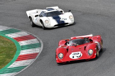 Scarperia, 3 Nisan 2022: Ferrari 312 P yılı 1969 eski Pedro Rodriguez Mugello Classic 2022 'de İtalya' daki Mugello Pisti 'nde görev yapıyordu..