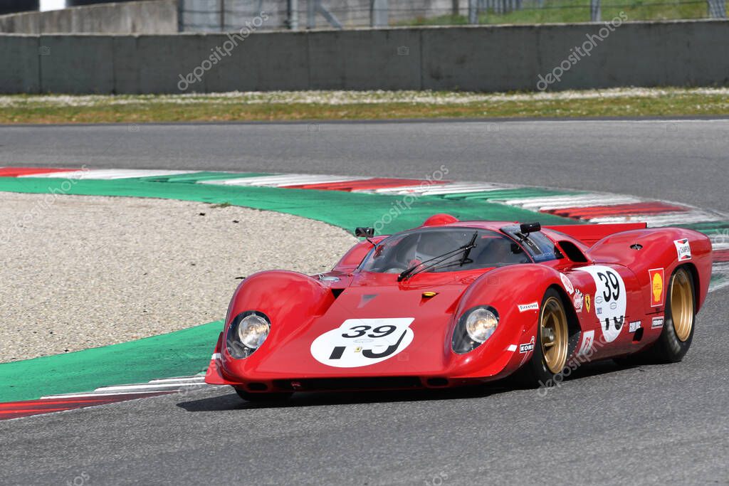 Scarperia, 3 April 2022: Ferrari 312 P year 1969 ex Pedro Rodriguez in action during Mugello Classic 2022 at Mugello Circuit in Italy.