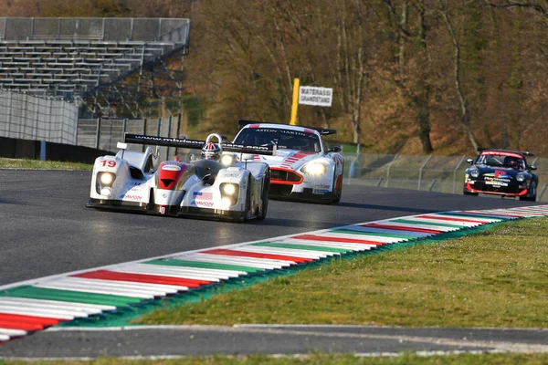 stock image Scarperia, 3 April 2022: Panoz LMP 01 year 2001 in action during Mugello Classic 2022 at Mugello Circuit in Italy.