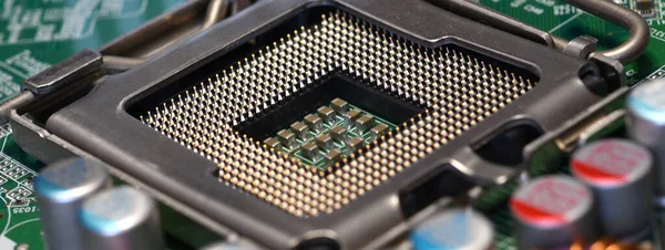 Detail Cpu Socket Modern Computer Motherboard Electronic Small Component Details — Stockfoto