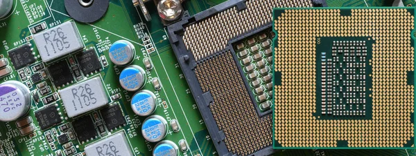 Detail Cpu Chip Socket Modern Computer Motherboard Electronic Small Component — Stock fotografie