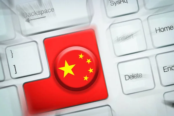 Button Painted Chinese Flag White Computer Keyboard — Foto Stock