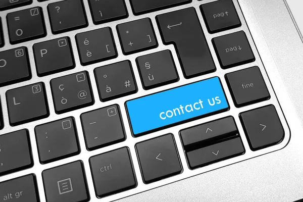 Text Contact Blue Key Computer Keyboard Internet Online Contact Website – stockfoto